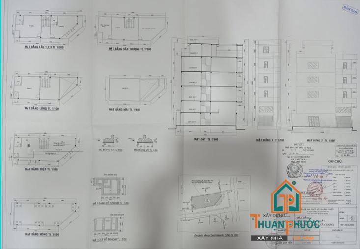 Bản vẽ xin giấy phép xây dựng nhà ở cho thuê phòng trọ.