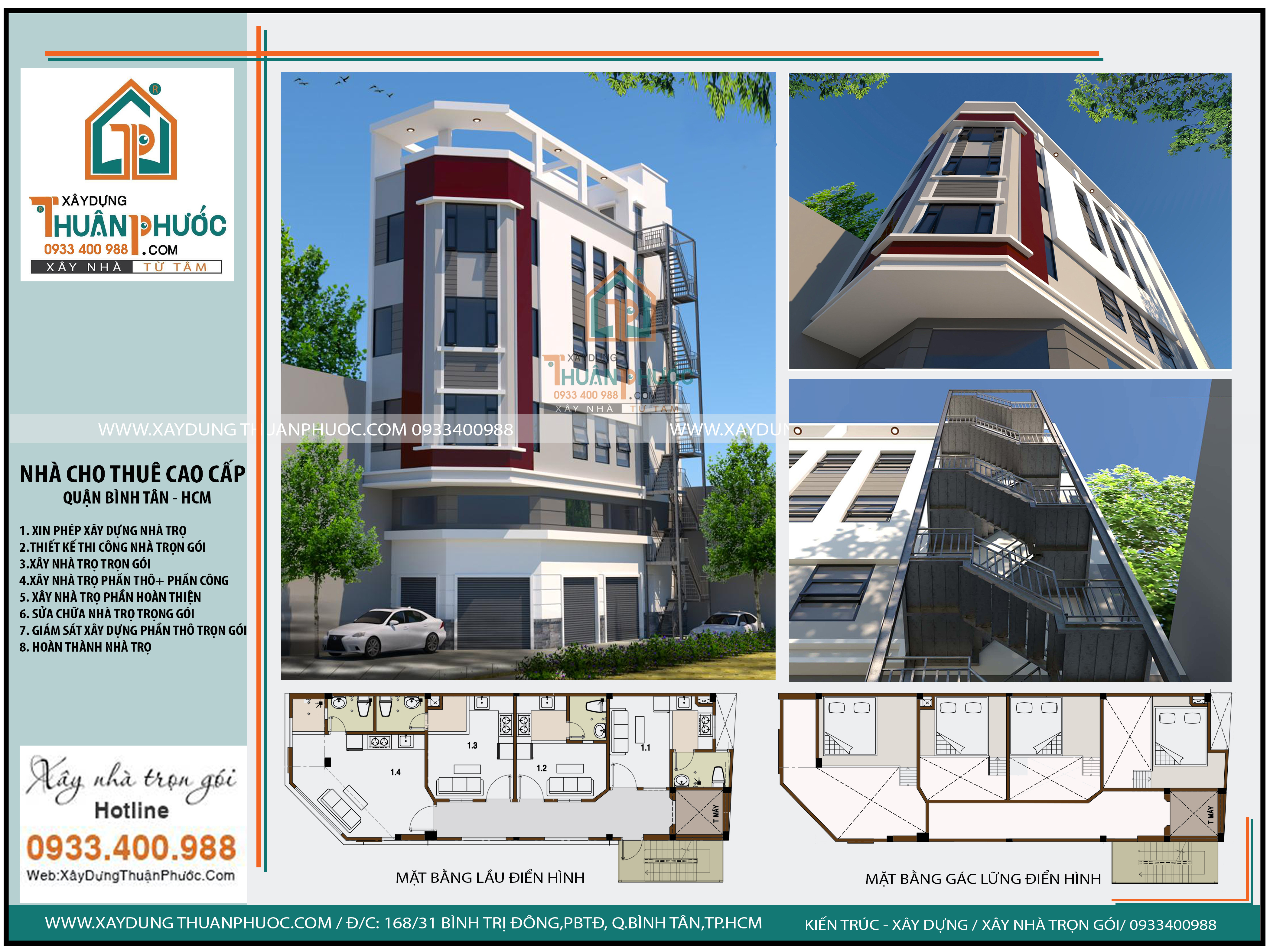 mô hình đầu tư xây nhà trọ cao tầng cho thuê căn hộ quận bình tân ! xây dựng thuận phước 093340088