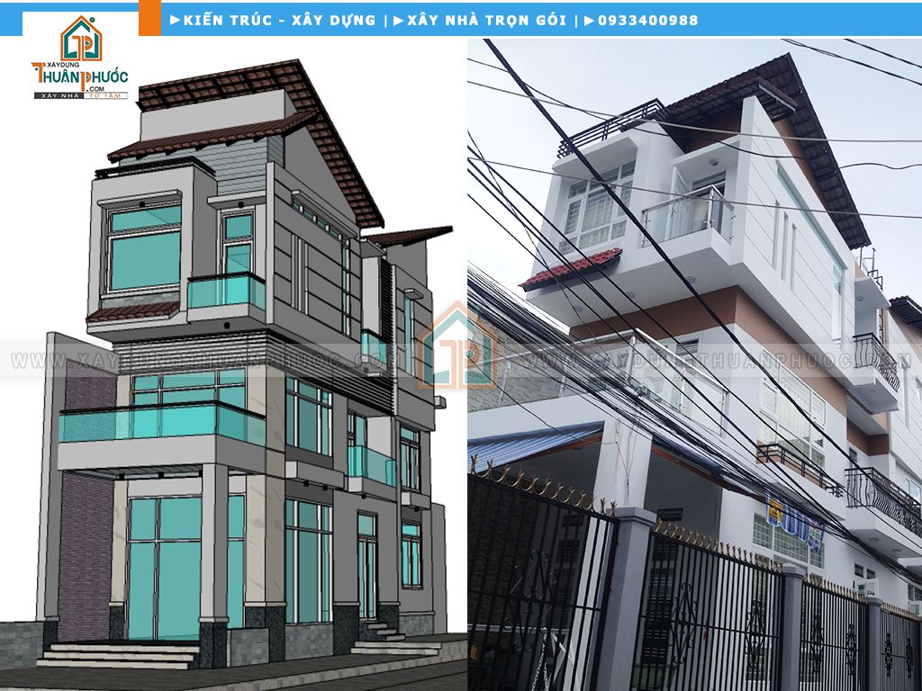 Xây nhà phần thô hoàn thiện quận Bình Tân Nhà Phố 3 tầng 60m2 mẫu nhà hiện đại