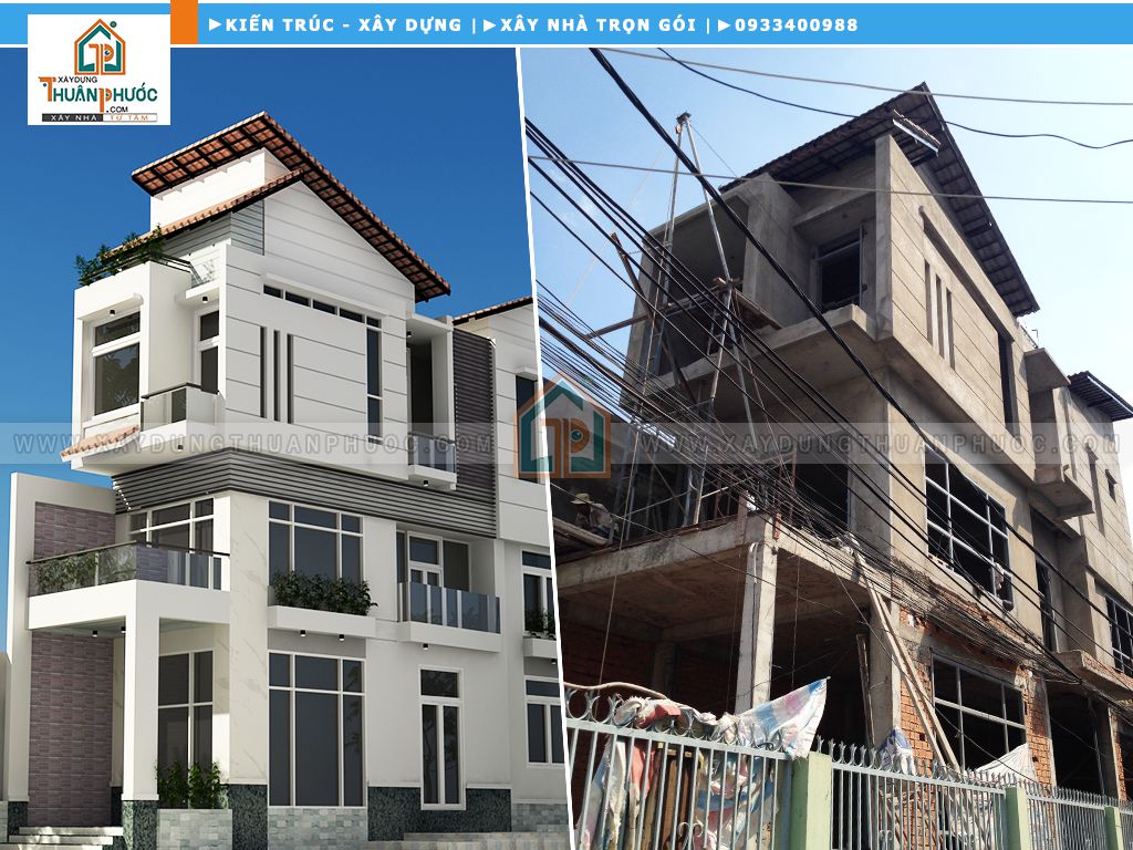 Xây nhà phần thô hoàn thiện quận Bình Tân Nhà Phố 3 tầng 2 mặt tiền 60m2 mẫu nhà hiện đại