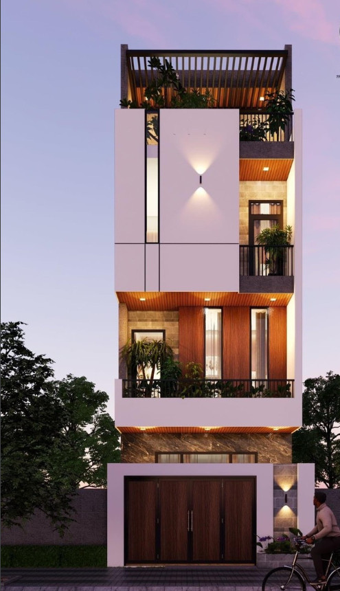 Báo giá xây nhà- mẫu nhà phố 4 tầng 5mx16m 4 phòng ngủ – mn a Thắng ĐN